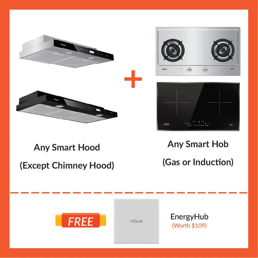 Mowe Smart Kitchen Package — smart hood and smart hob with free EnergyHub