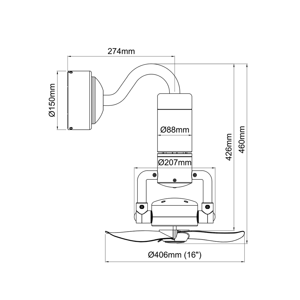 Acorn Corner DC-360 Corner Fan
