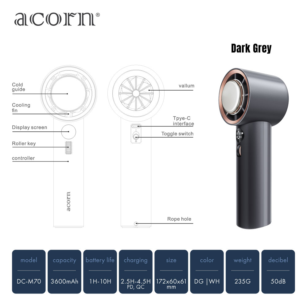Acorn Handheld Fan DC-M70