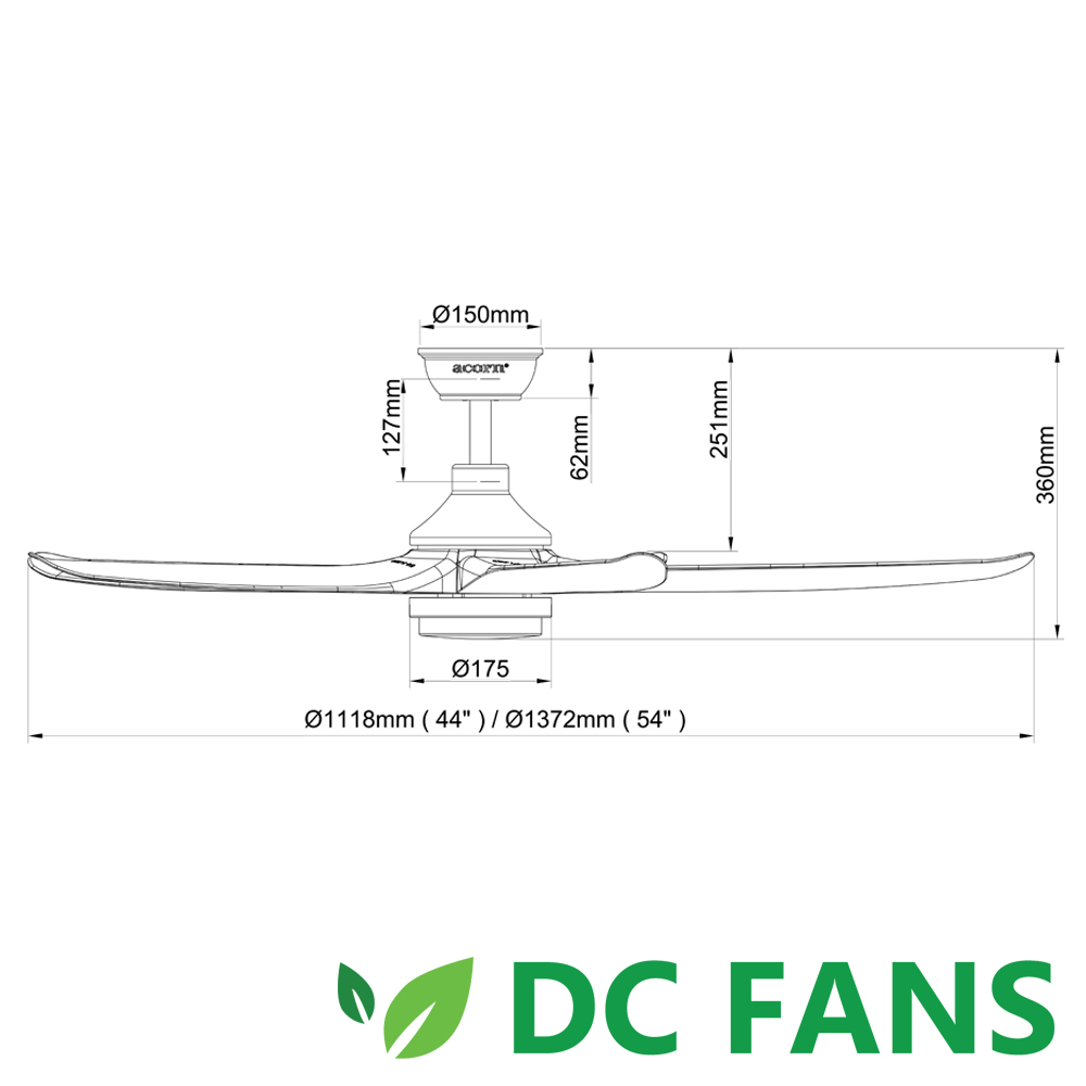 Acorn Veloce DC-160 DC Ceiling Fan
