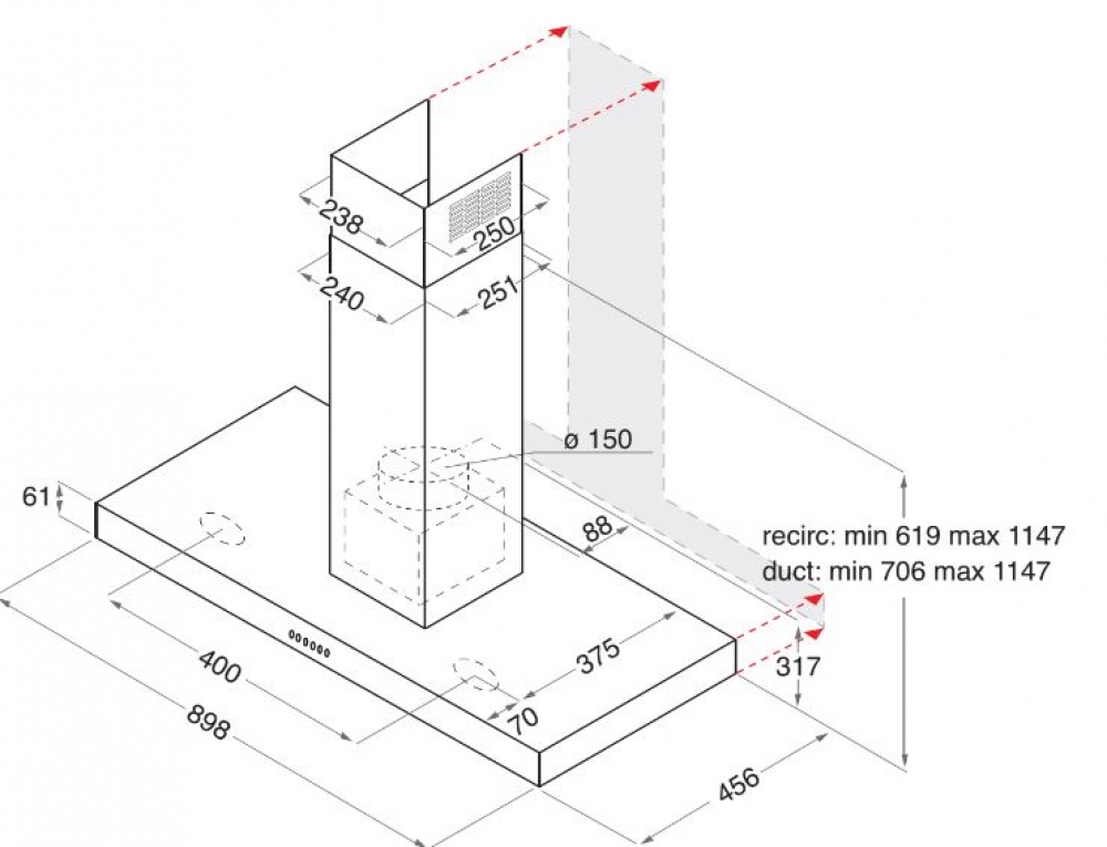 AHBS 9.7F LTI X — 90cm T-Box Hood