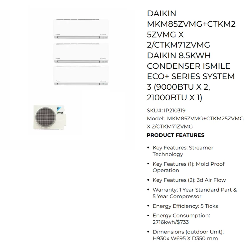 Daikin System 4 Inverter Aircon (MKM85ZVMG)