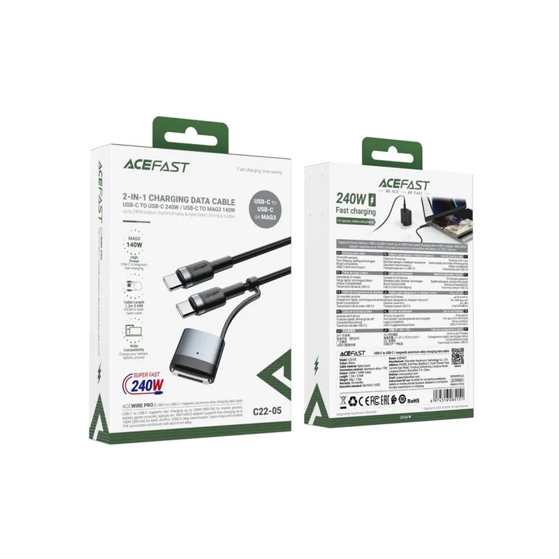 Acefast C22-05 MAG3 2-IN-1 Charging Cable
