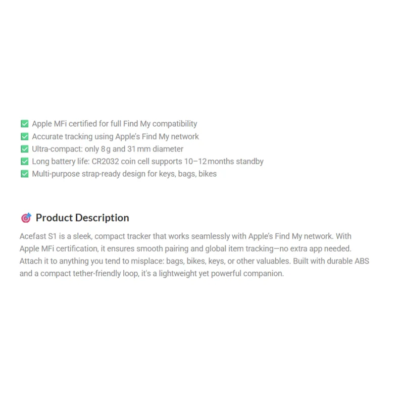 Acefast S1 TRACKER Button Type Positioning Device