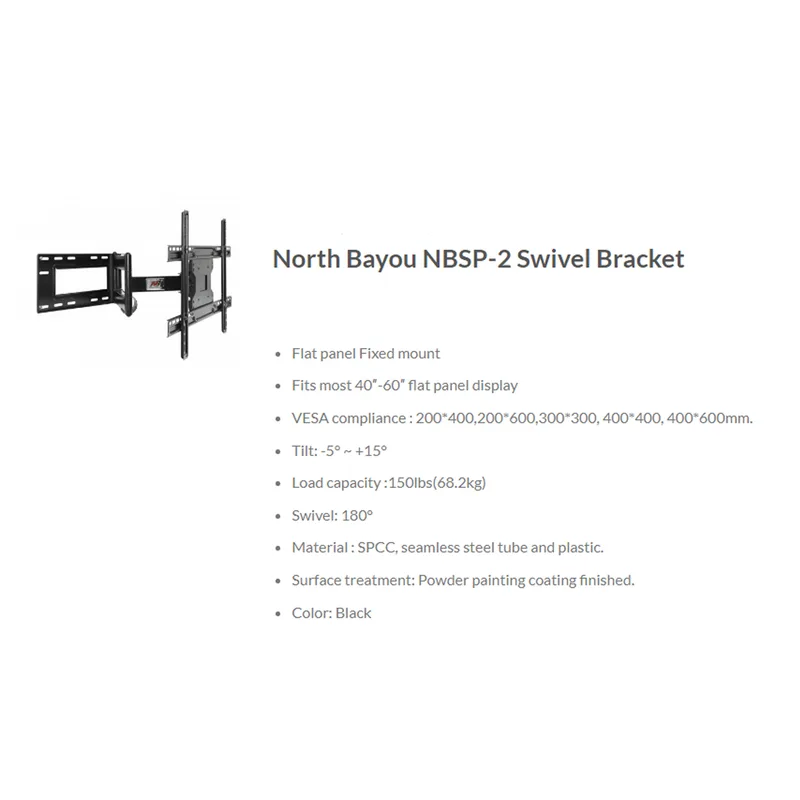 North Bayou NBSP2 Ultrathin LCD Mount BRACKET(40'-70')