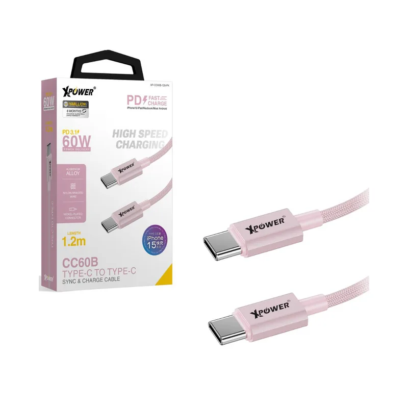 Xpower CC60B Type-c To C Cable — Pink