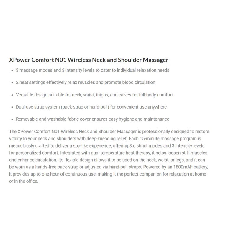 Xpower COMFORT N01 Wireless Neck & Shoulder Massager