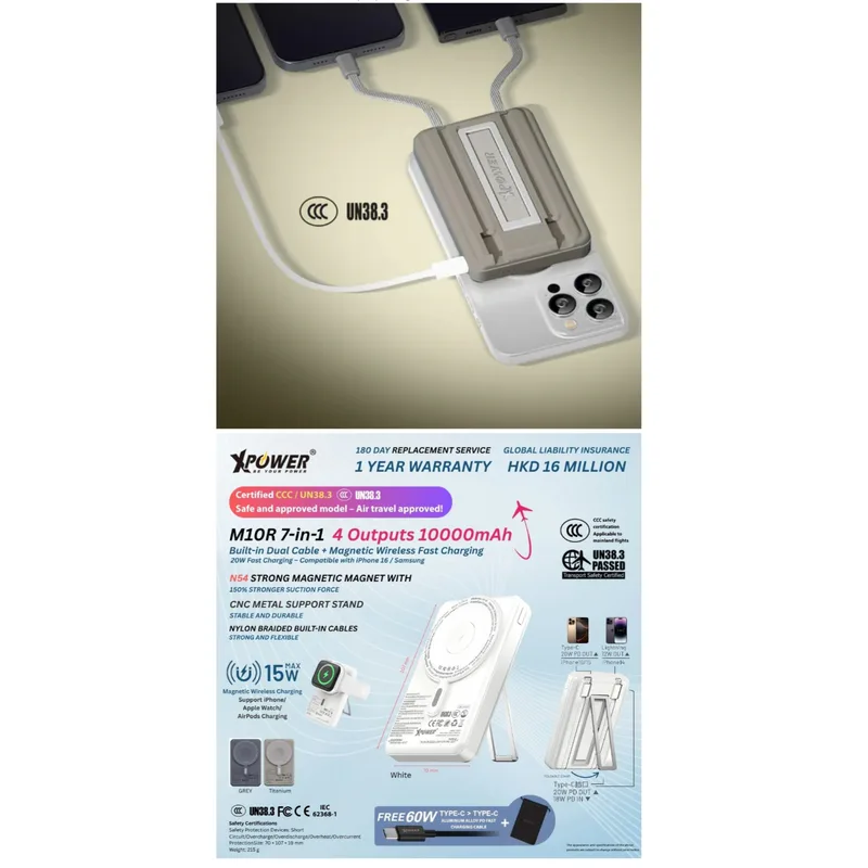 Xpower M10R 7-IN-1 Power Bank — White