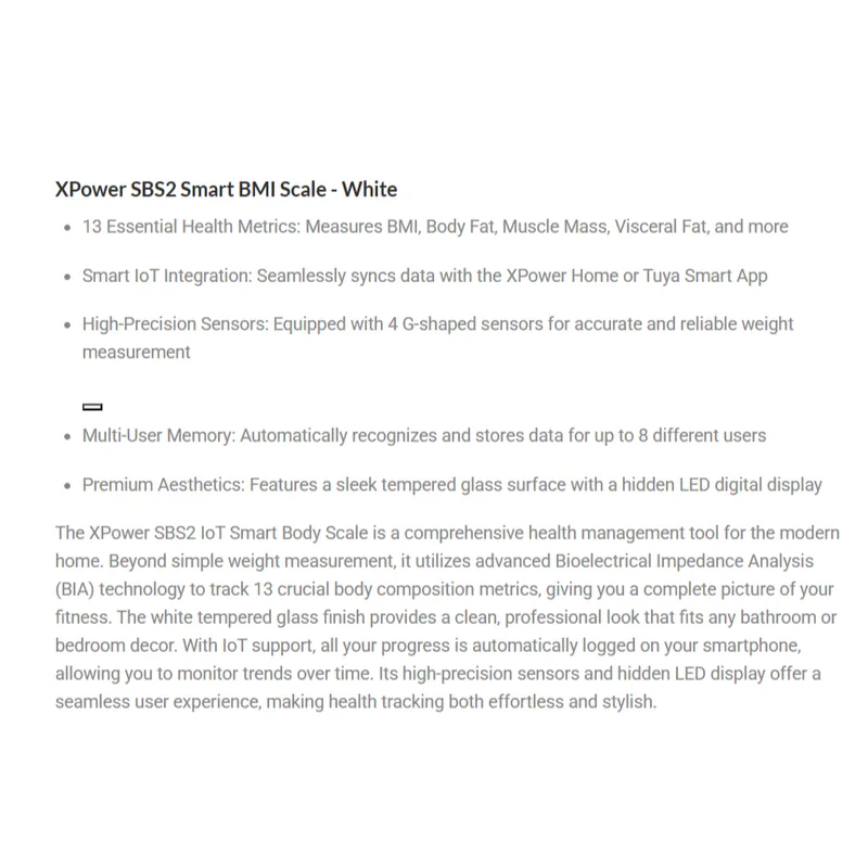 Xpower SBS2 Smart BMI Scale