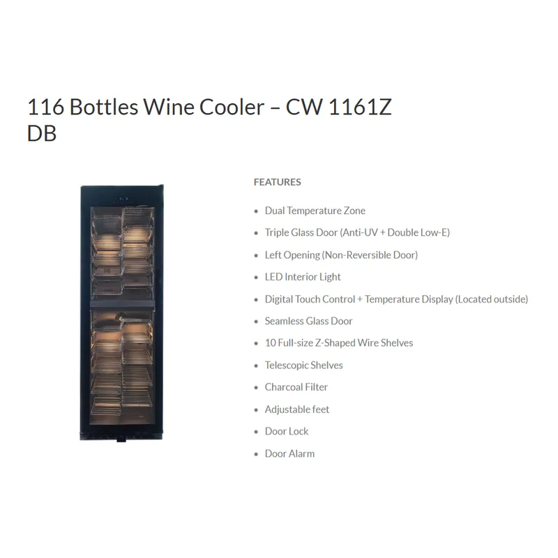 Chateau CW116IZDB 116 Bottles Wine Cooler