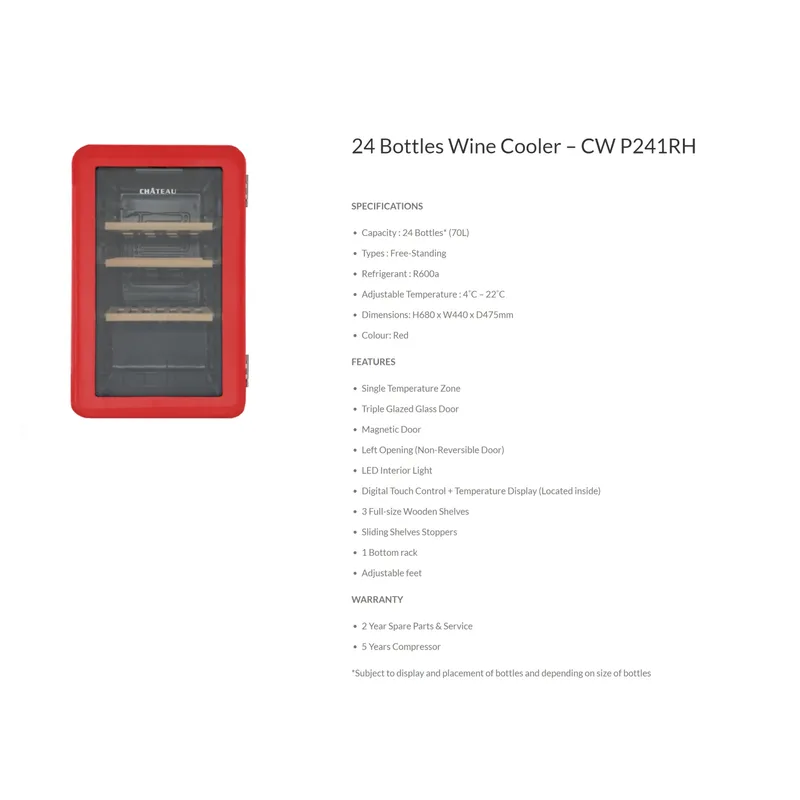 Chateau CWP241RH 24 Bottles Wine Cooler