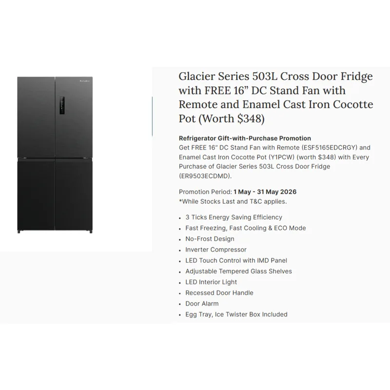Europace ER9503ECDMD 503L 4 Door Fridge