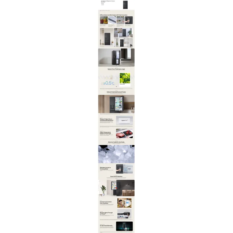 LG GF-F5885EP 571L 4 Door Fridge, French Door