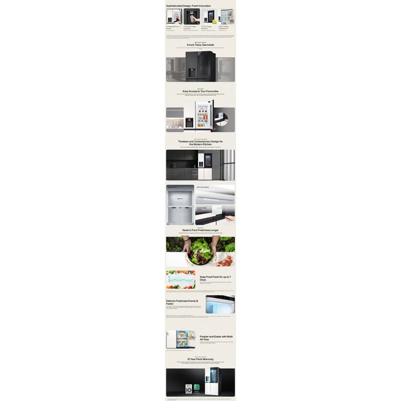LG GS-X6104BE 628L Side By Side Fridge, Instaview Door-in-door
