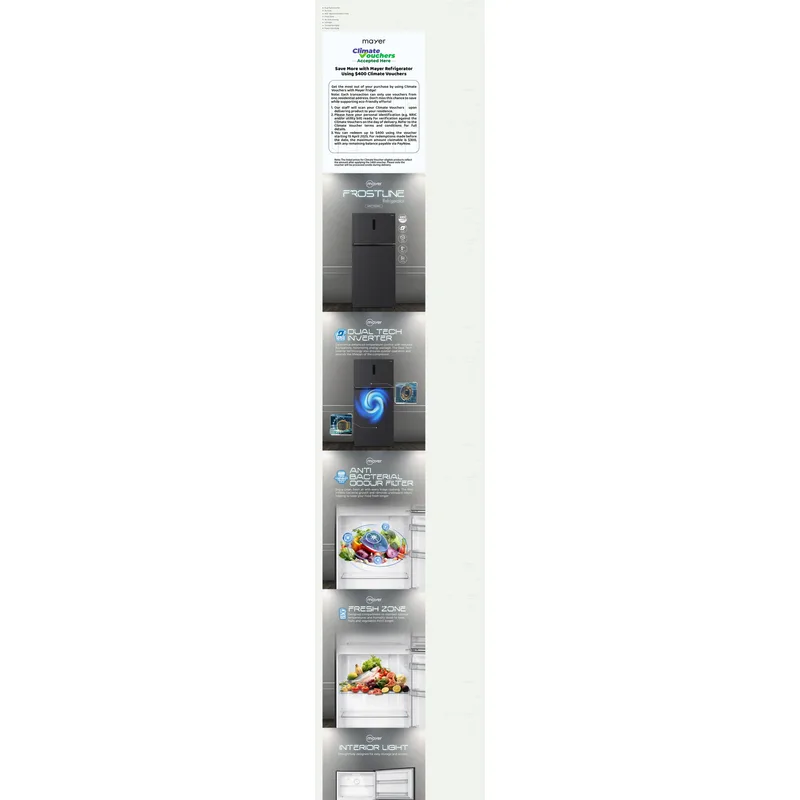 Mayer MMFT450MG 480L 2 Door Fridge