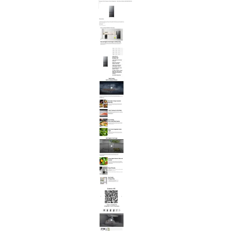 Panasonic NR-BW530HWCS 506L 2 Door Fridge