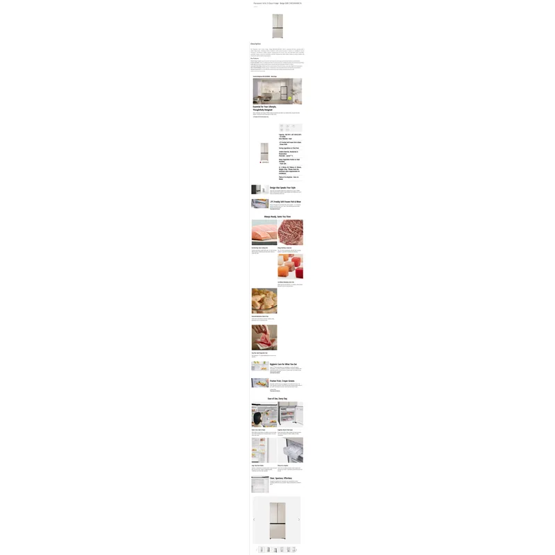 Panasonic NR-CW530HWCS 501L 3 Door Fridge