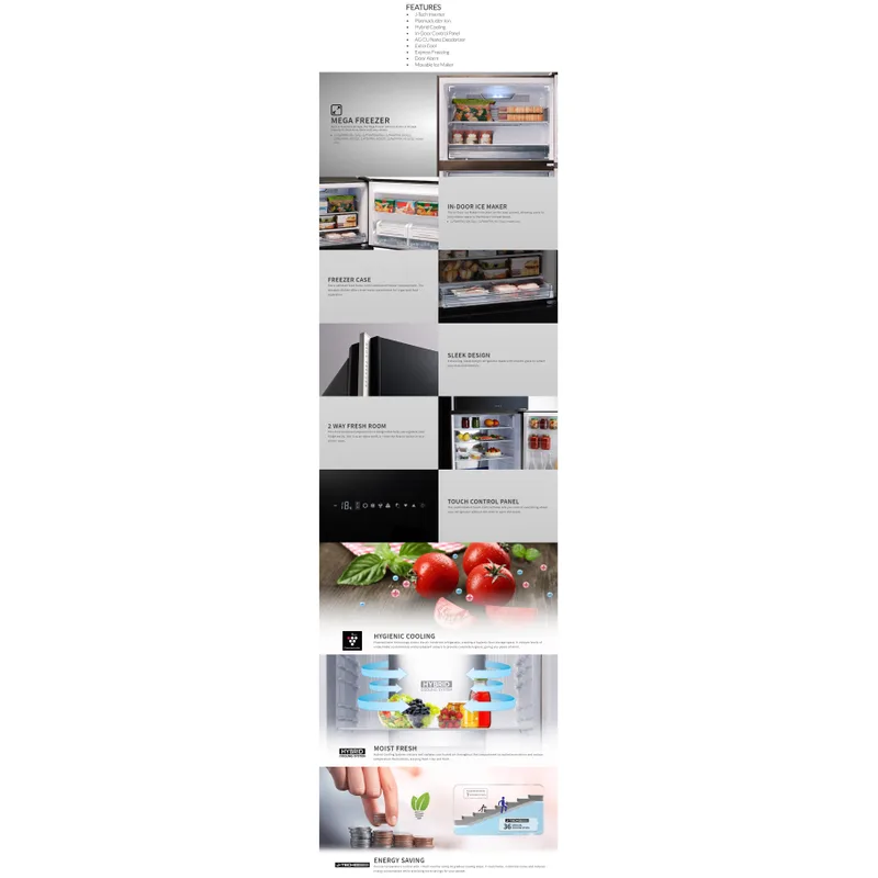 Sharp SJ-PG39P-BK 394L 2 Door Fridge