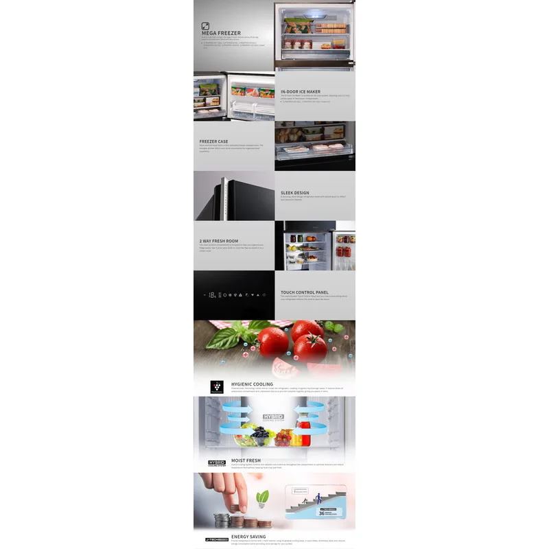 Sharp SJ-PG51P2-BK 512L 2 Door Fridge