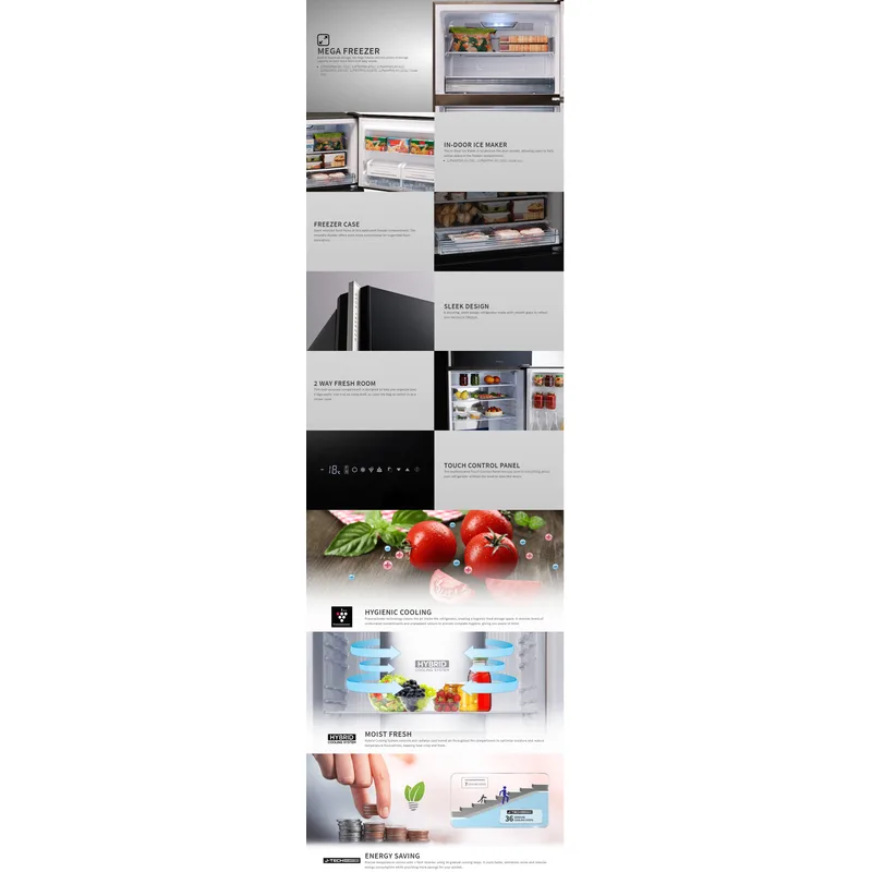 Sharp SJ-PG60P2-BK 600L 2 Door Fridge