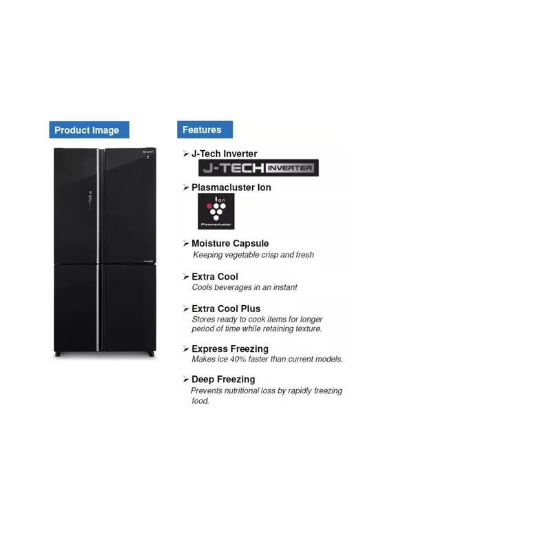 Sharp SJ-VX57PG-BK 567L 4 Door Fridge