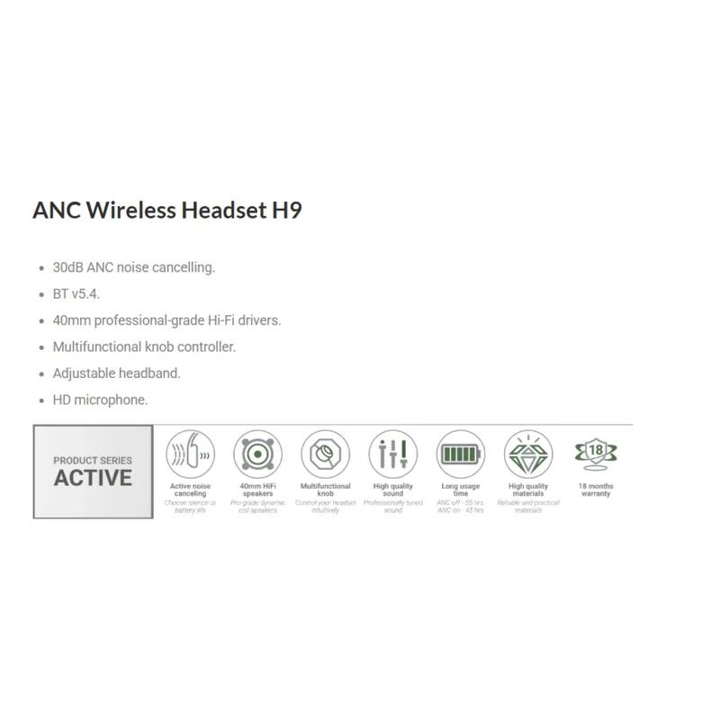 Acefast H9 Noise Cancelling Wireless Headset