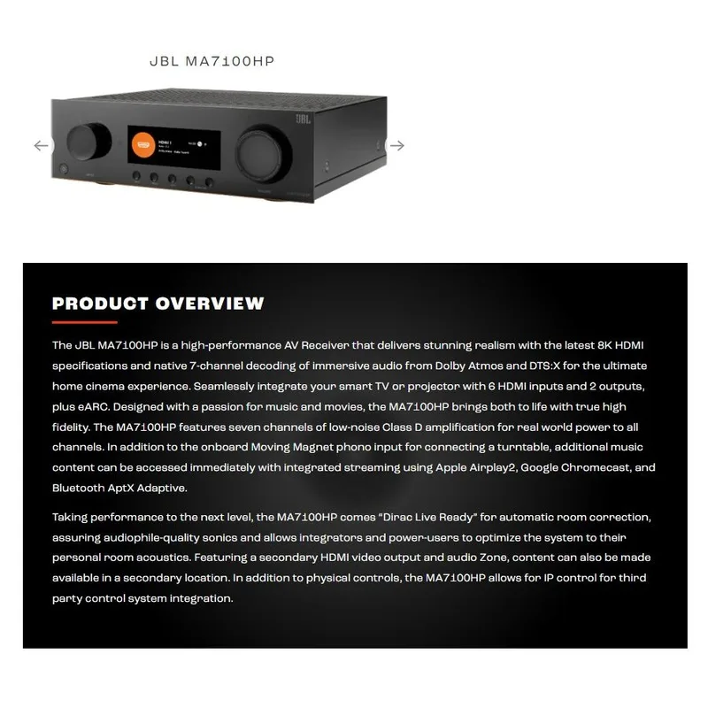 JBL AVR-MA7100HP-BK AV Receiver