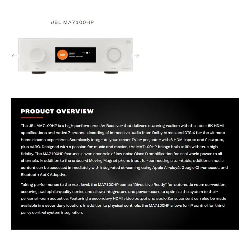 JBL AVR-MA7100HP-BK AV Receiver