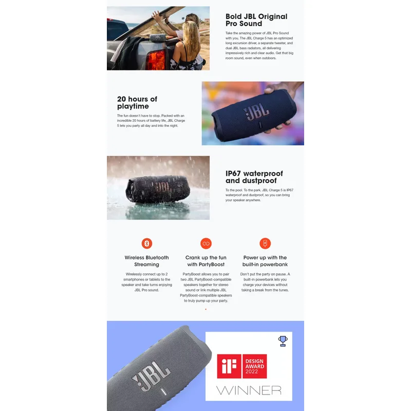 JBL CHARGE 5 Portable Bluetooth Speaker