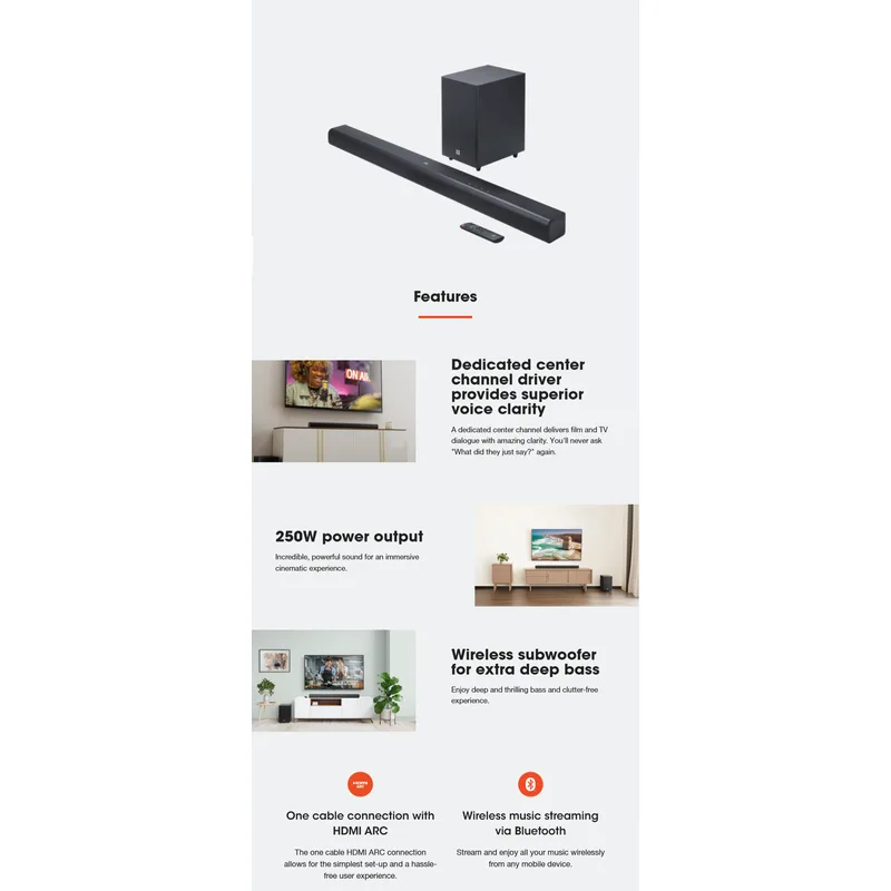 JBL SBR-CINEMA-SB550 Soundbar With Wireless Subwoofer