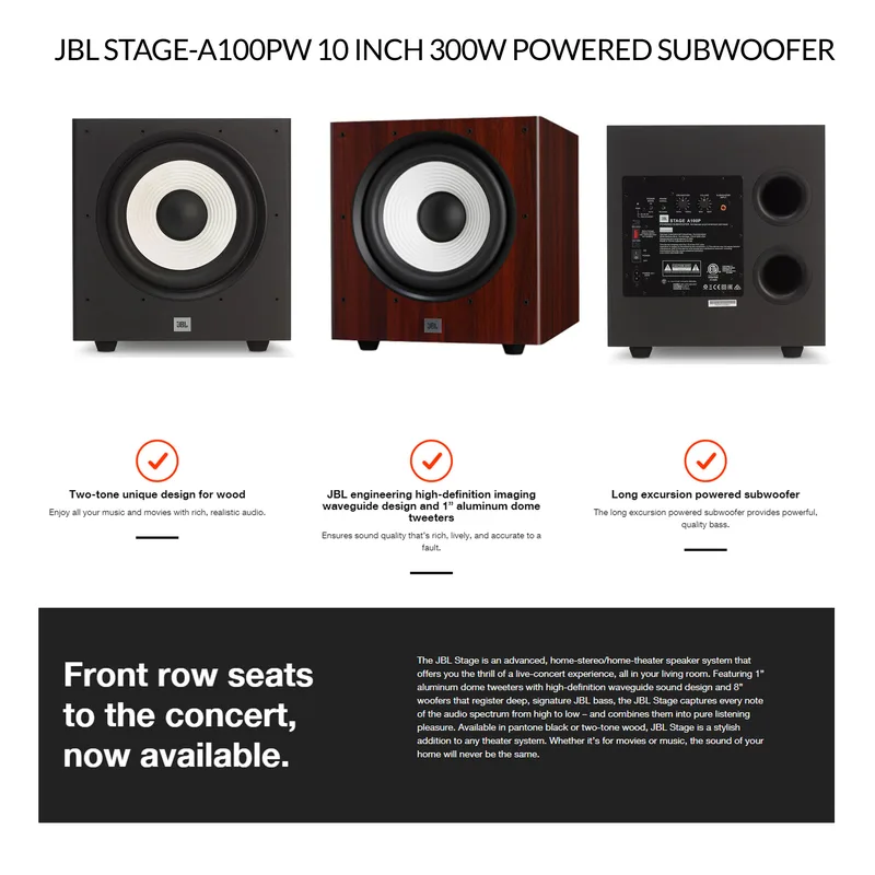 JBL STAGE-A100PW 10 Inch 300W