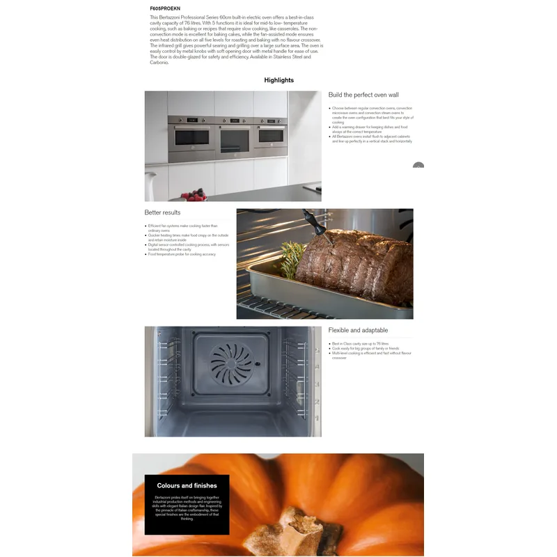 Bertazzoni F605PROEKN 76CM Built-in Oven