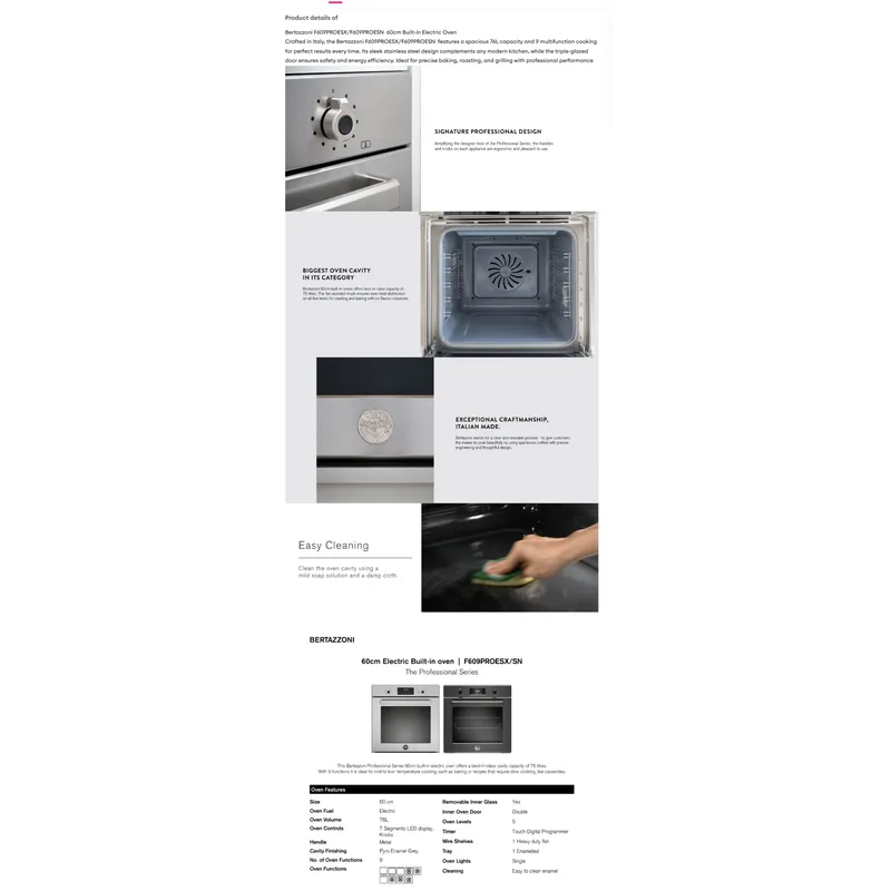 Bertazzoni F609PROESX 76L 60CM Built-in Oven