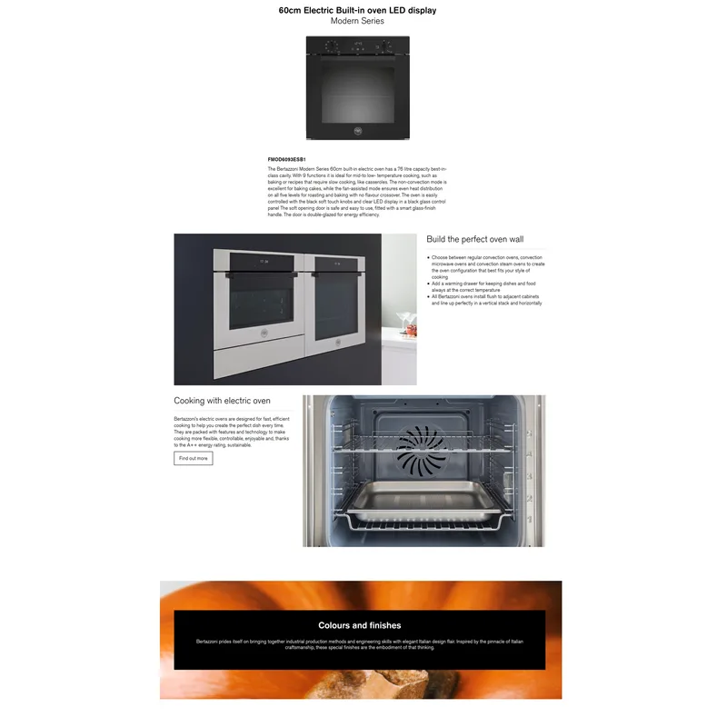 Bertazzoni FMOD6093ESB1 76L 60CM Built-in Oven