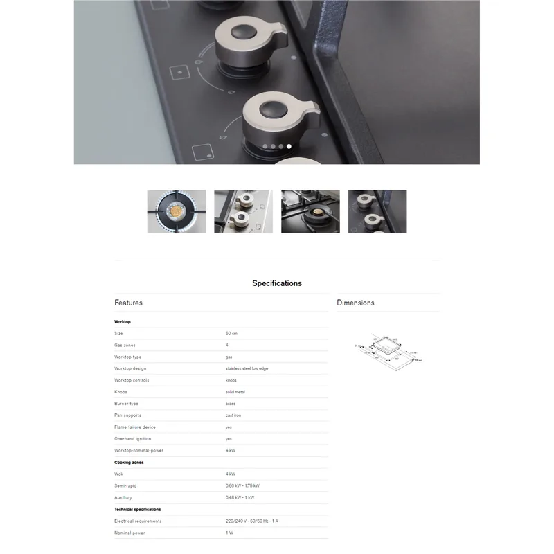 Bertazzoni P604LPROX 60CM Built-in Hob