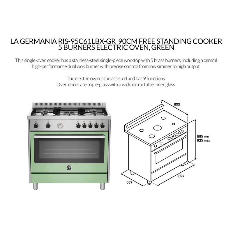 La Germania RIS-95C61LBX-GR 90CM Free Standing Cooker