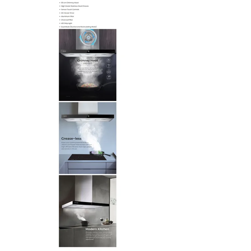 Mayer MMCH407I+ MMGH8821HI 90CM Chimney Hood