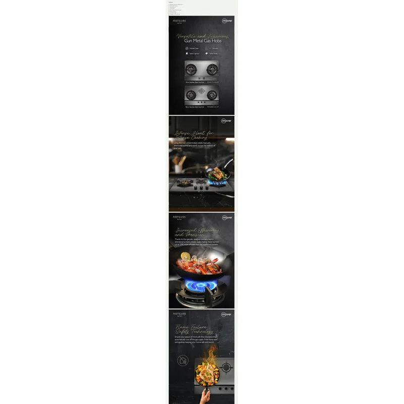Mayer MMSS7721HI-GM 76CM Stainless Steel Gas Hob