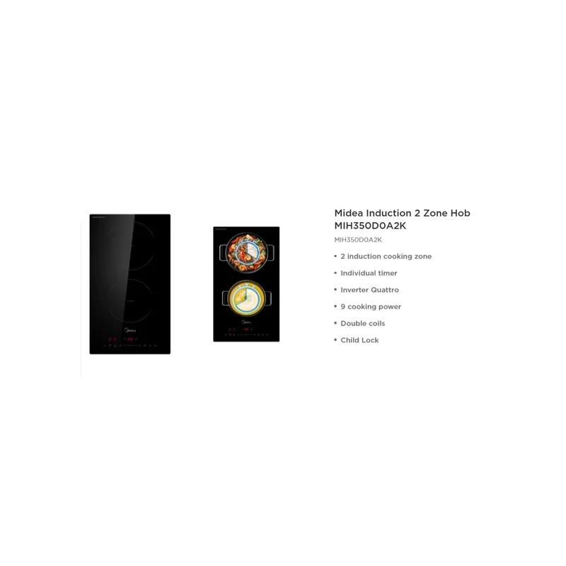 Midea MIH350D0A2K 52cm 2 Zone Induction Hob