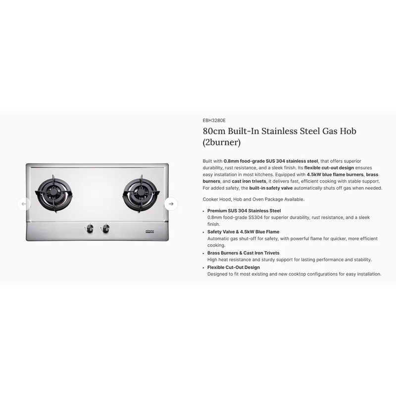 Otimmo EBH3280ELPG 80CM Built-in Gas Hob (LPG Gas)