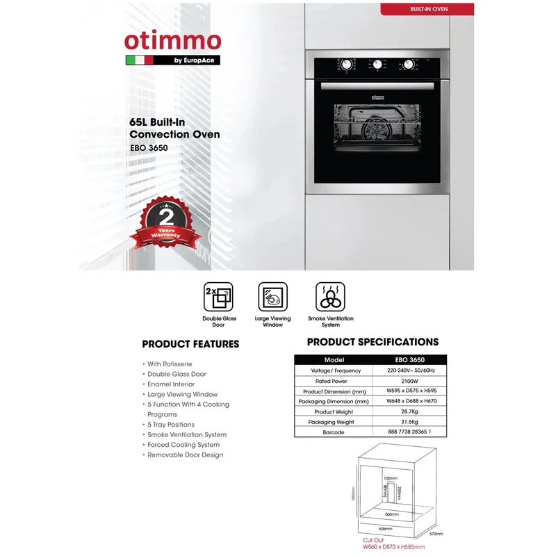 Otimmo EBO-3650 65L Built-in Oven