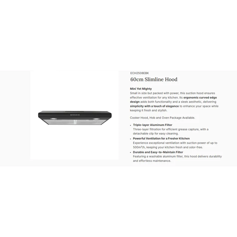 Otimmo ECH2508E 60CM Slimline Hood