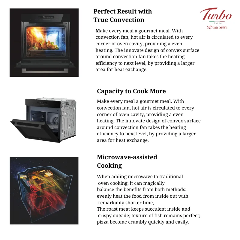 Turbo MBO78 78L 60CM Built-in Oven With Microwave