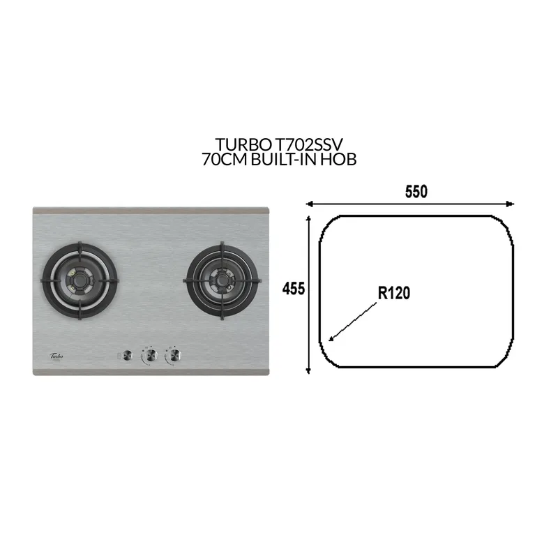 Turbo T702SSV 70CM Built-in Hob