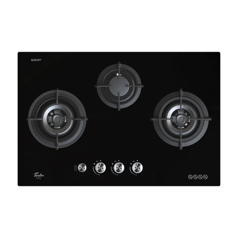 Turbo T773GV-BK 77CM Glass Hob With Safety Valve