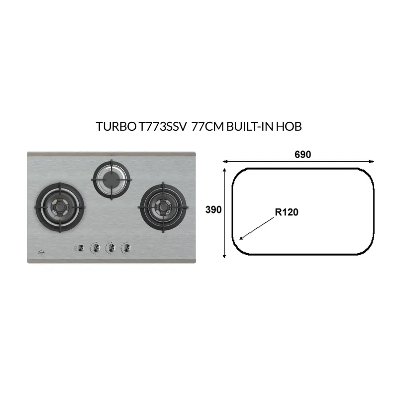 Turbo T773SSV 77CM Built-in Hob