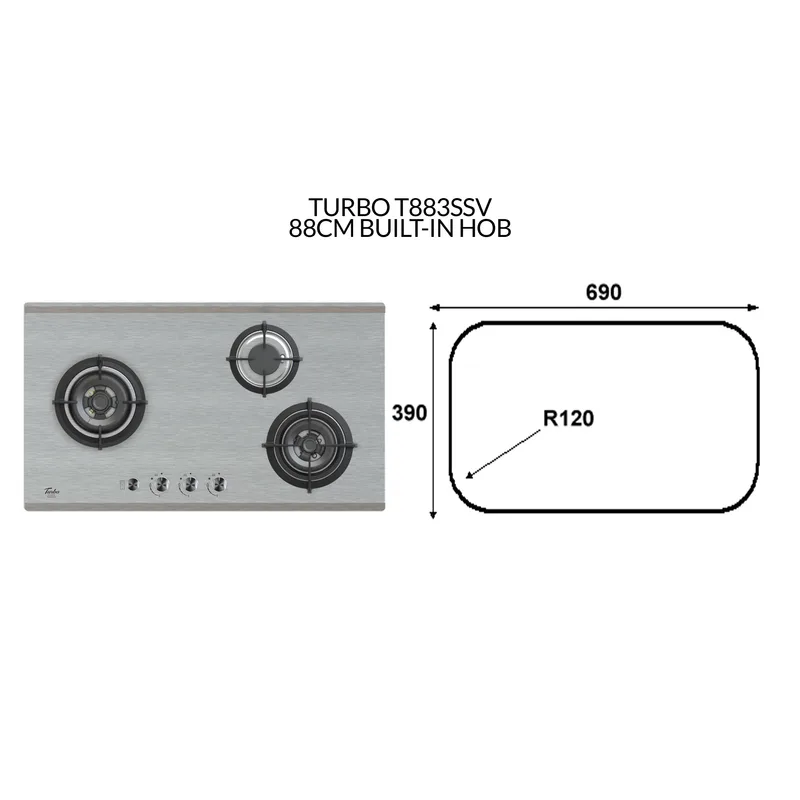 Turbo T883SSV 88CM Built-in Hob