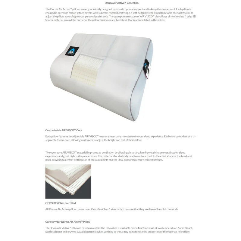 Dorma AIR ACTIVE DELUXE CLASSIC PILLOW
