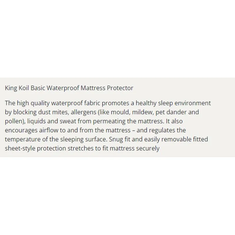 King Koil BASIC WATERPROOF PILLOW PAD Buglock