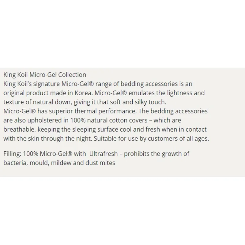 King Koil MICRO-GEL JUNIOR PILLOW 400G